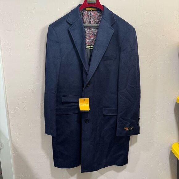 NEW Signature Collection Rome Italy Navy Wool Men’s Coat - Picture 1 of 8